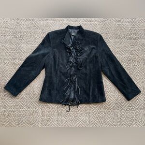 NWT Black‎ Suede Fringe Western Leather Jacket Womens XL Festival